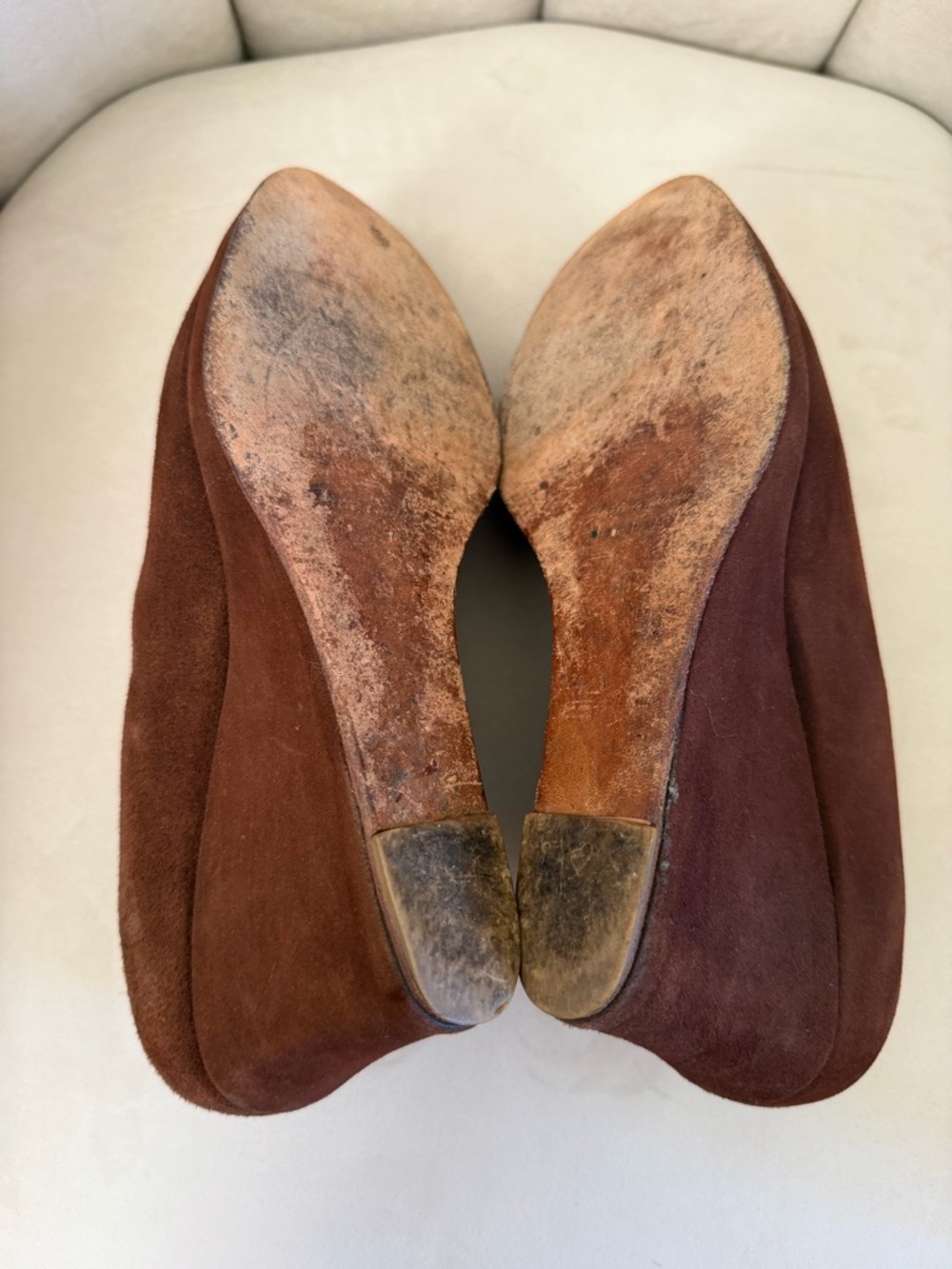 Henry Cuir Barneys New York Brown Suede Wedges Slip On Shoes Bow-Detail Vtg Y2K8 - Picture 7 of 10